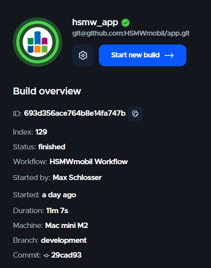 Codemagic workflow success